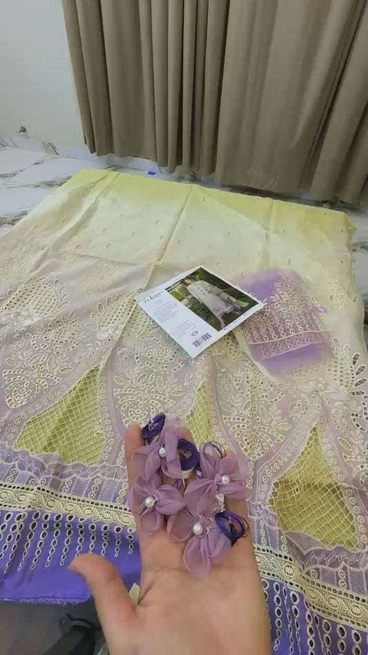 Mushq 💯 percent original embroidered lawn 3pc