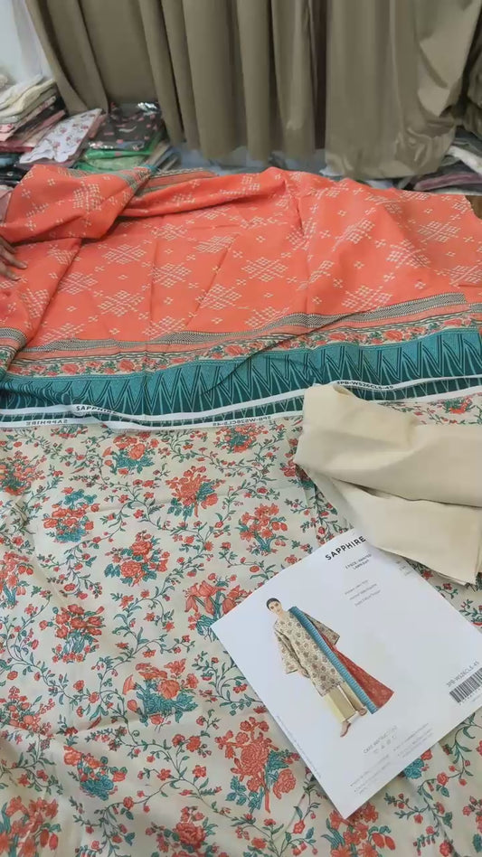 Sapphire printed lawn 3pc
