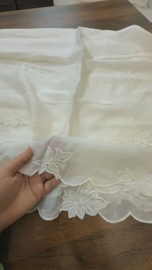 Medium silk embroidered dupatta dyeable 2 sided embroidery