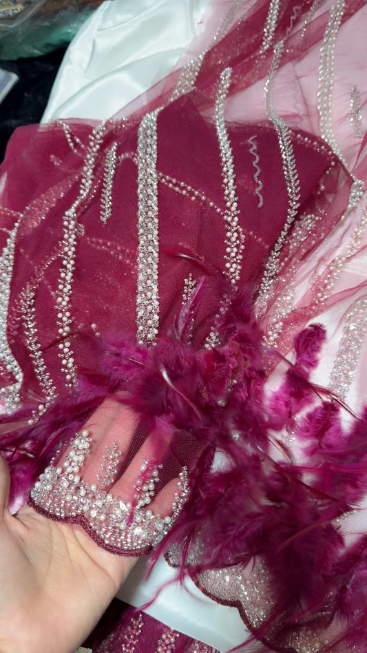 Luxury turkish cut dana net fabric shirt duppata