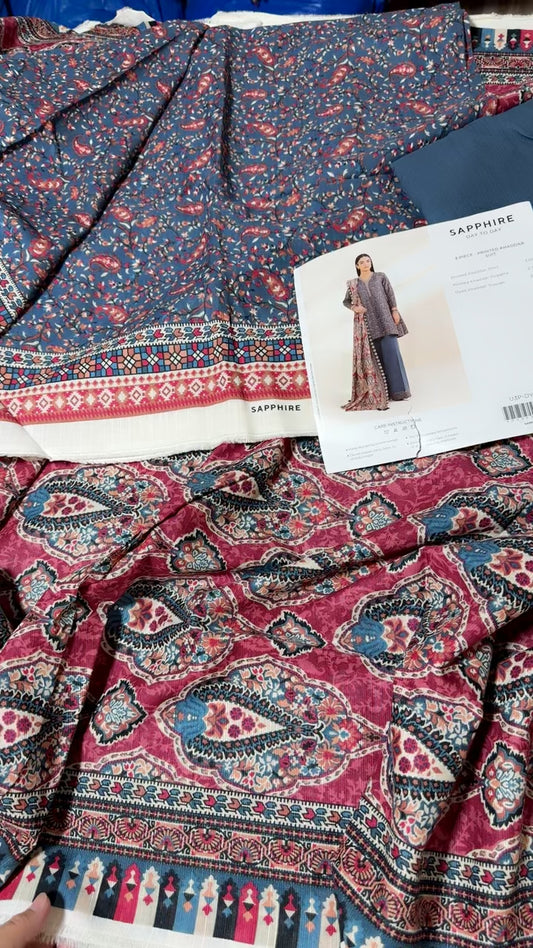Sapphire printed  khaddar 3pc