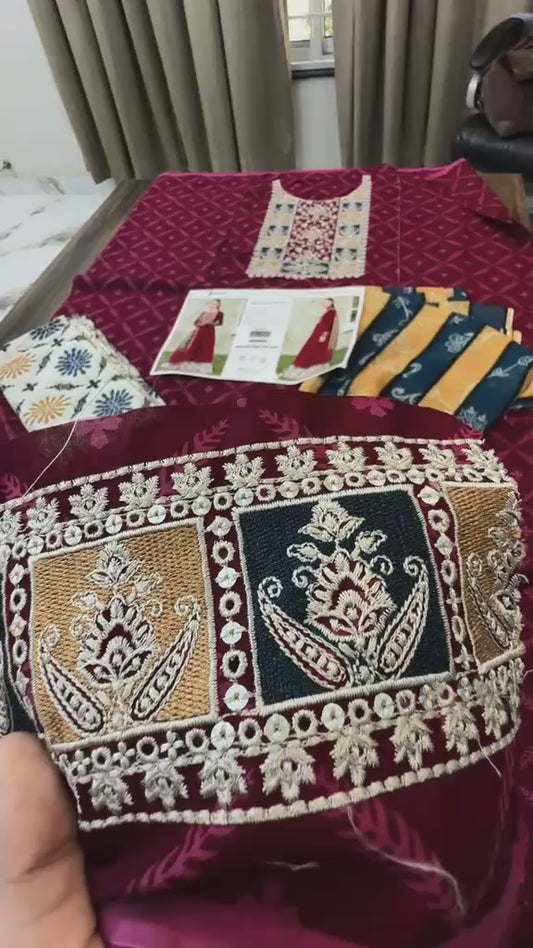 Jazmine luxury embroided lawn 3pc
