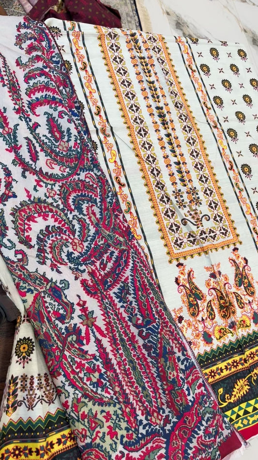 Zoya B printed winter shirt with wool shawl