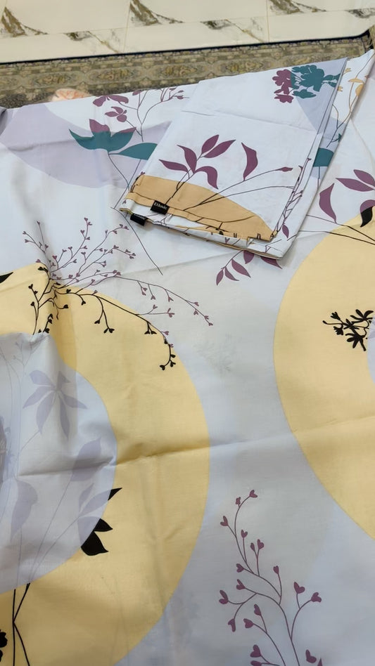 Ethnic king size bed sheet with. 2 pillow covers