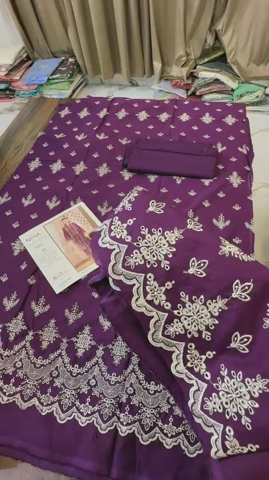 Rajbari luxury embroided lawn 3pc