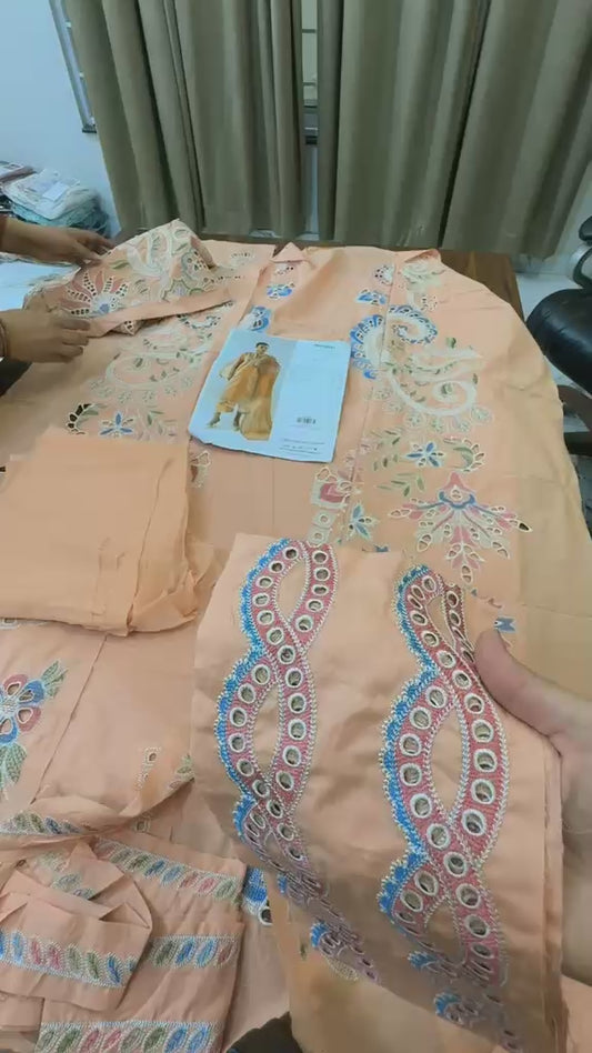 Hussain rehar jugnu collection embroidered lawn 3pc with embroidered patch of duppata