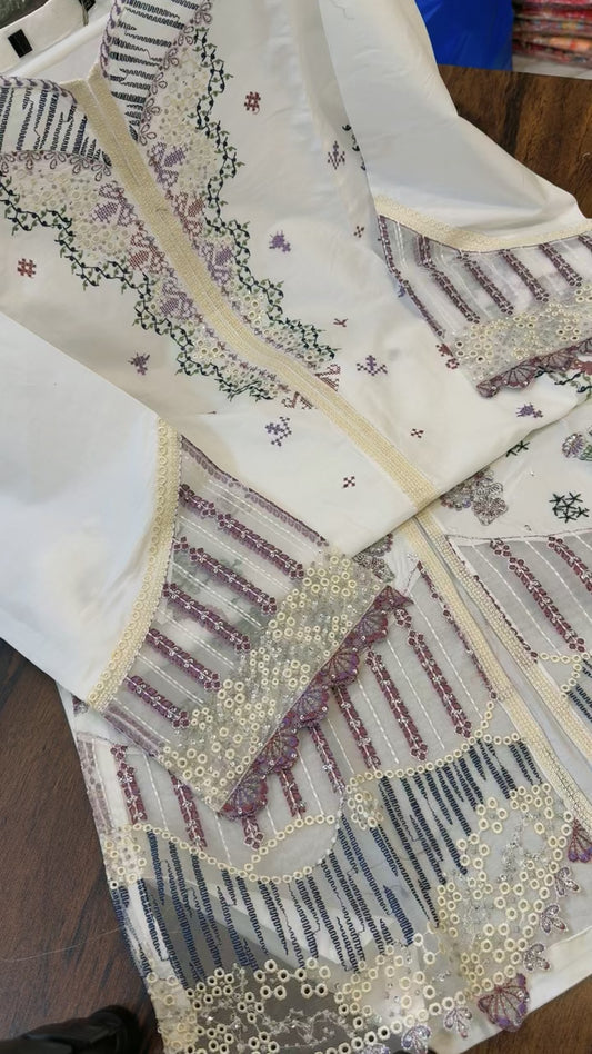 Luxury embroided lawn 3pc stitched PRET