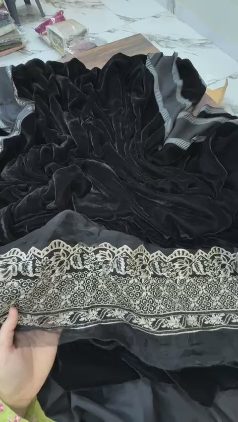Jet black 9000 micro velvet 2 pc with embroidered patch clearance
