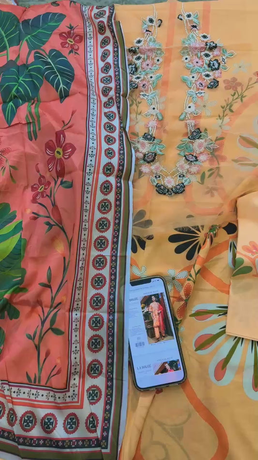 Mushq La Dolce printed embroided lawn 3pc code A