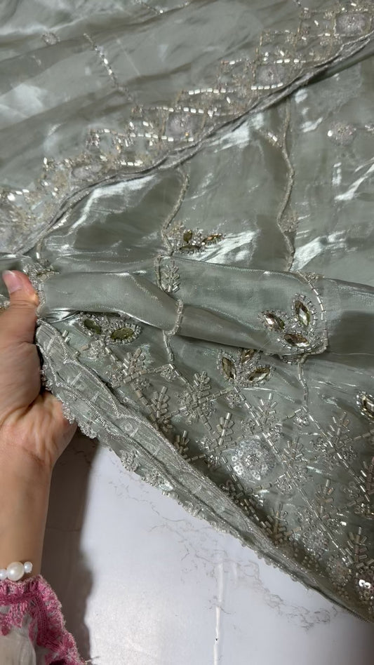 Turkish wedding cut dana sheesha silk shirt and duppata