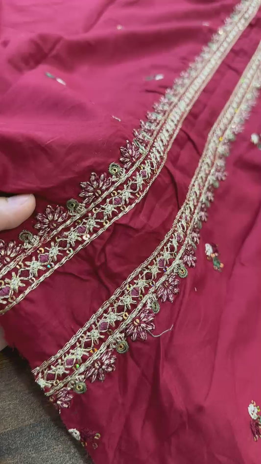 Batik embroidered lawn shirt