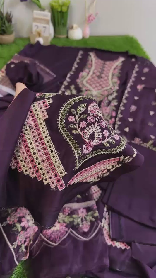 Nureh Riaz arts luxury embroidered 3pc winter