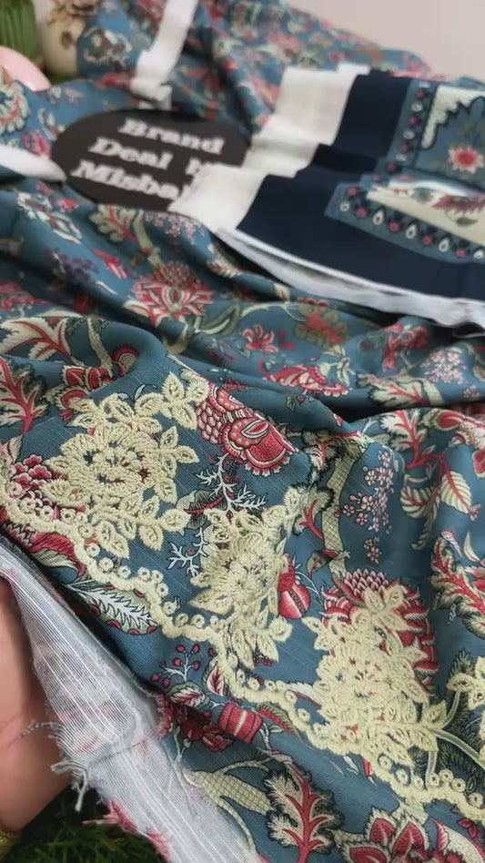 Khaadi winter printed 3 pc with embroidery