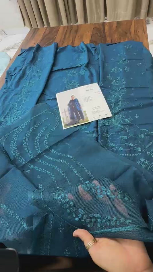 Amber imran luxury embroidered lawn 3pc Lapis