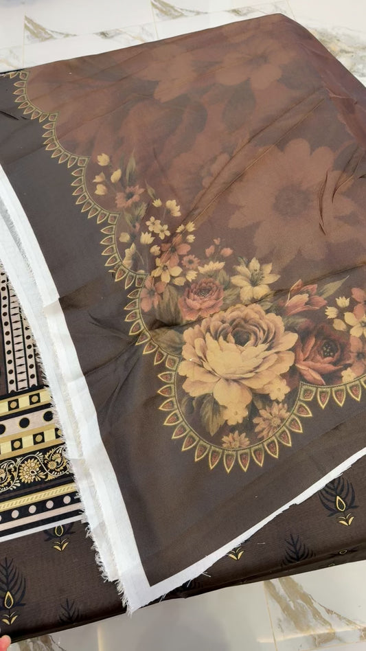 Zoya B printed winter shirt with wool shawl