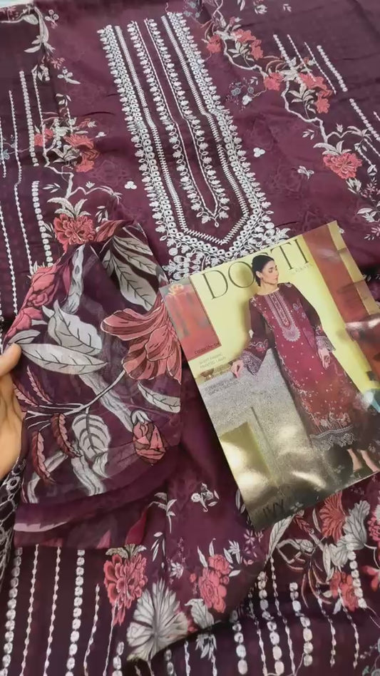 Rang rasiya Design 04 dosti luxury embroided lawn 3pc