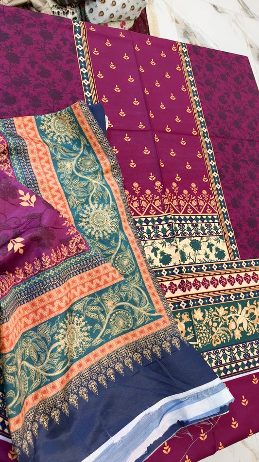 Zoya B printed winter shirt with wool shawl