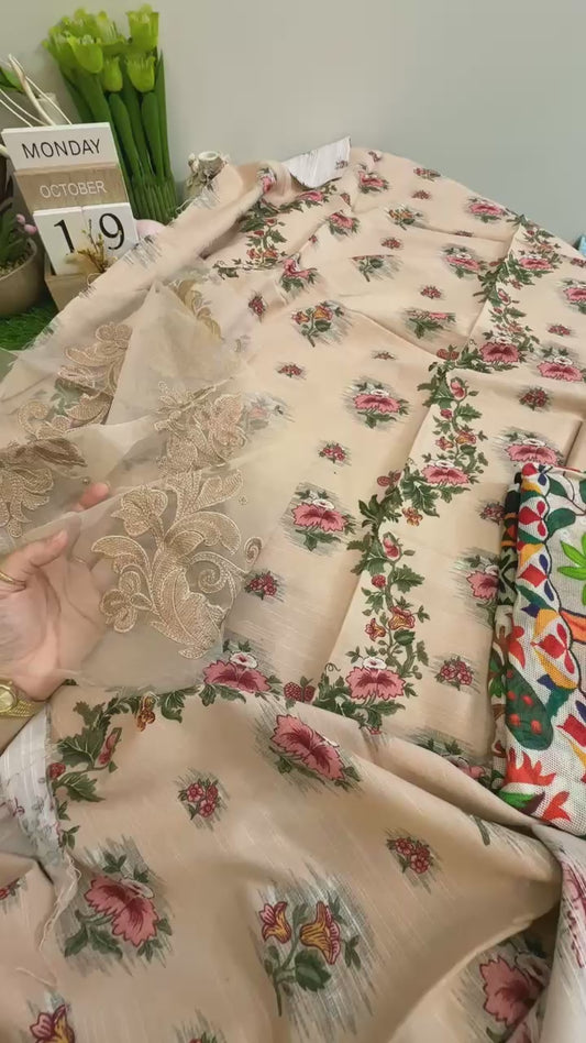 Khaadi winter printed 3 pc with patches