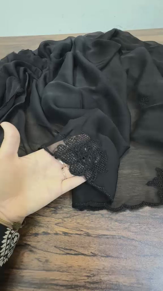 Embroided chiffon dupatta code A