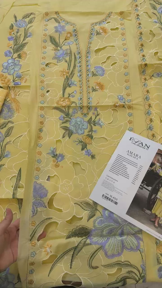 Elan luxury embroided lawn 3pc