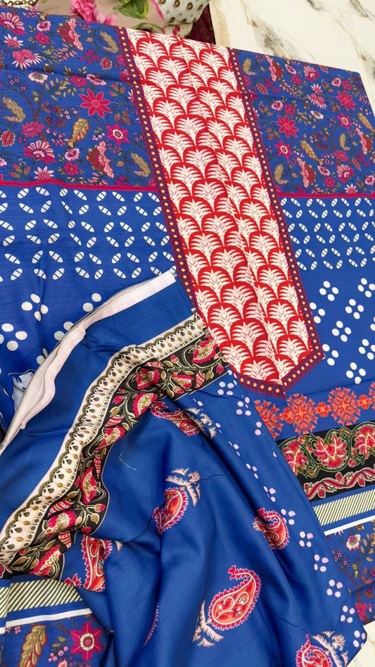 Zoya B printed winter shirt with wool shawl