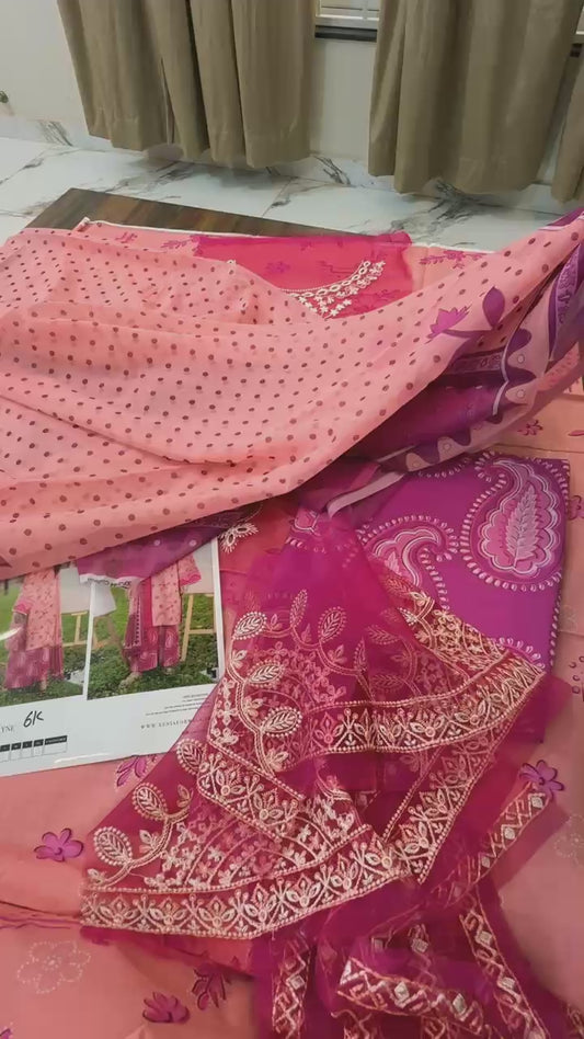 Xenia by baroque printed lawn 3pc with patches