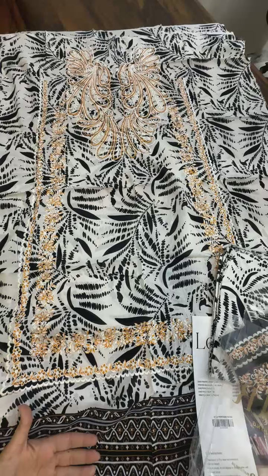 Leila by Mahnoor luxury embroidered lawn 3pc CLEARANCE SALE
