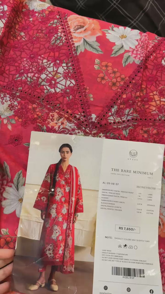 Afrozeh luxury embroided lawn 3pc