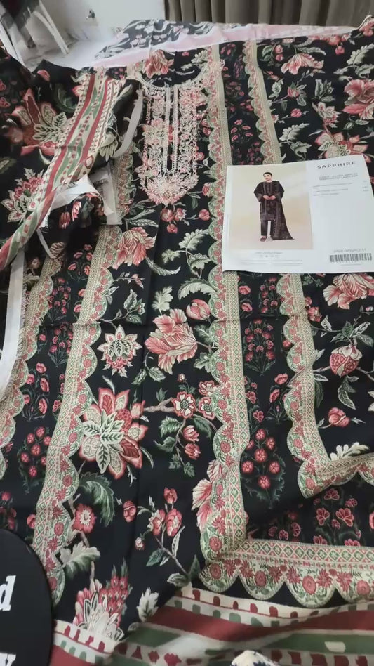 Sapphire embroidered lawn 3pc
