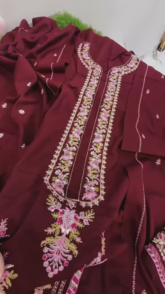Riaz arts luxury embroidered winter 3pc