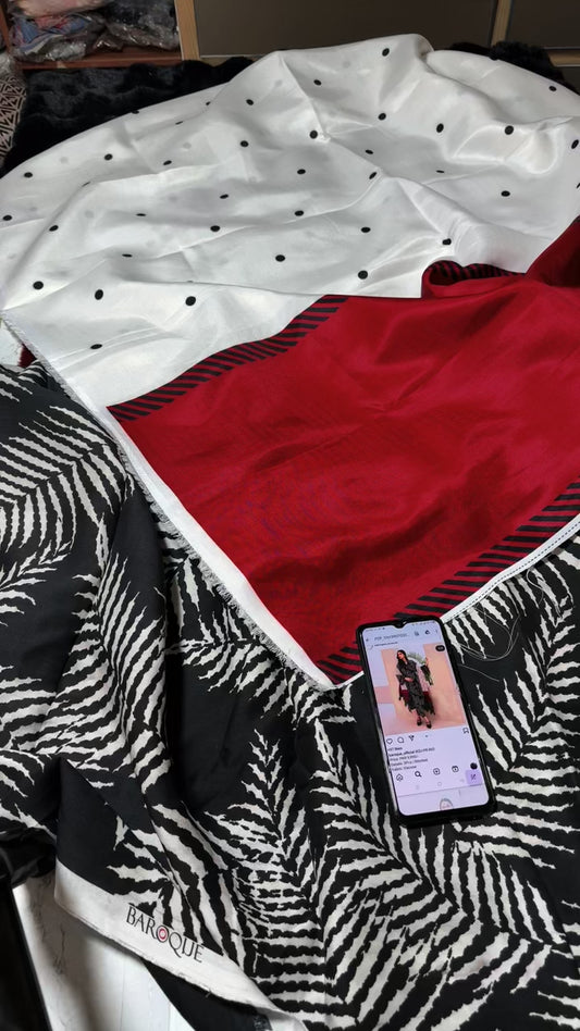 Baroque printed winter 3pc with shawl