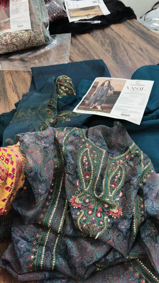 Charizma vasall luxury chiffon unstitch collection 2pc