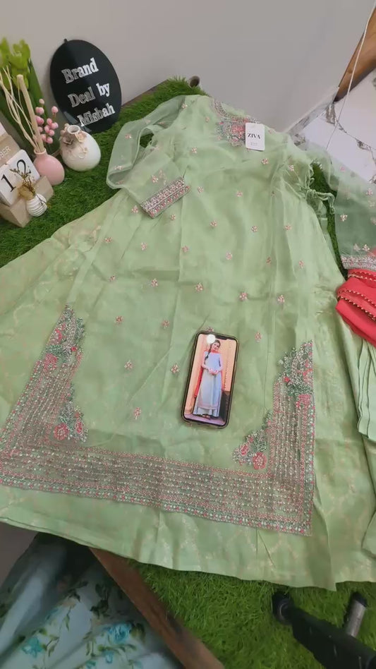 Ziva stitched 3 pc cotton fabric