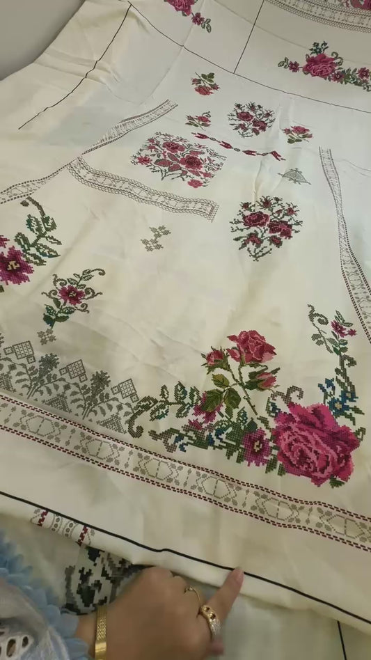 Ethnic printed raw silk 2 pc