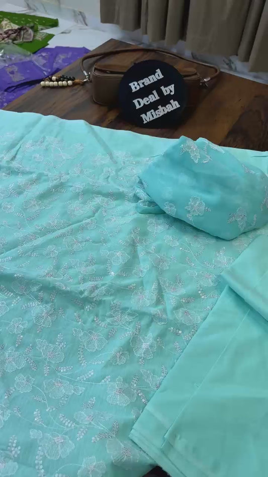 Embroided Doria lawn 3pc