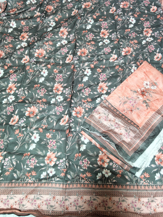 SALE HZ textile printed khadar 2 PC shirt and dupatta