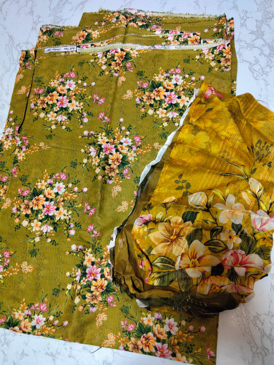 Sale Printed Doria Lawn 3Pc with chiffon dupatta