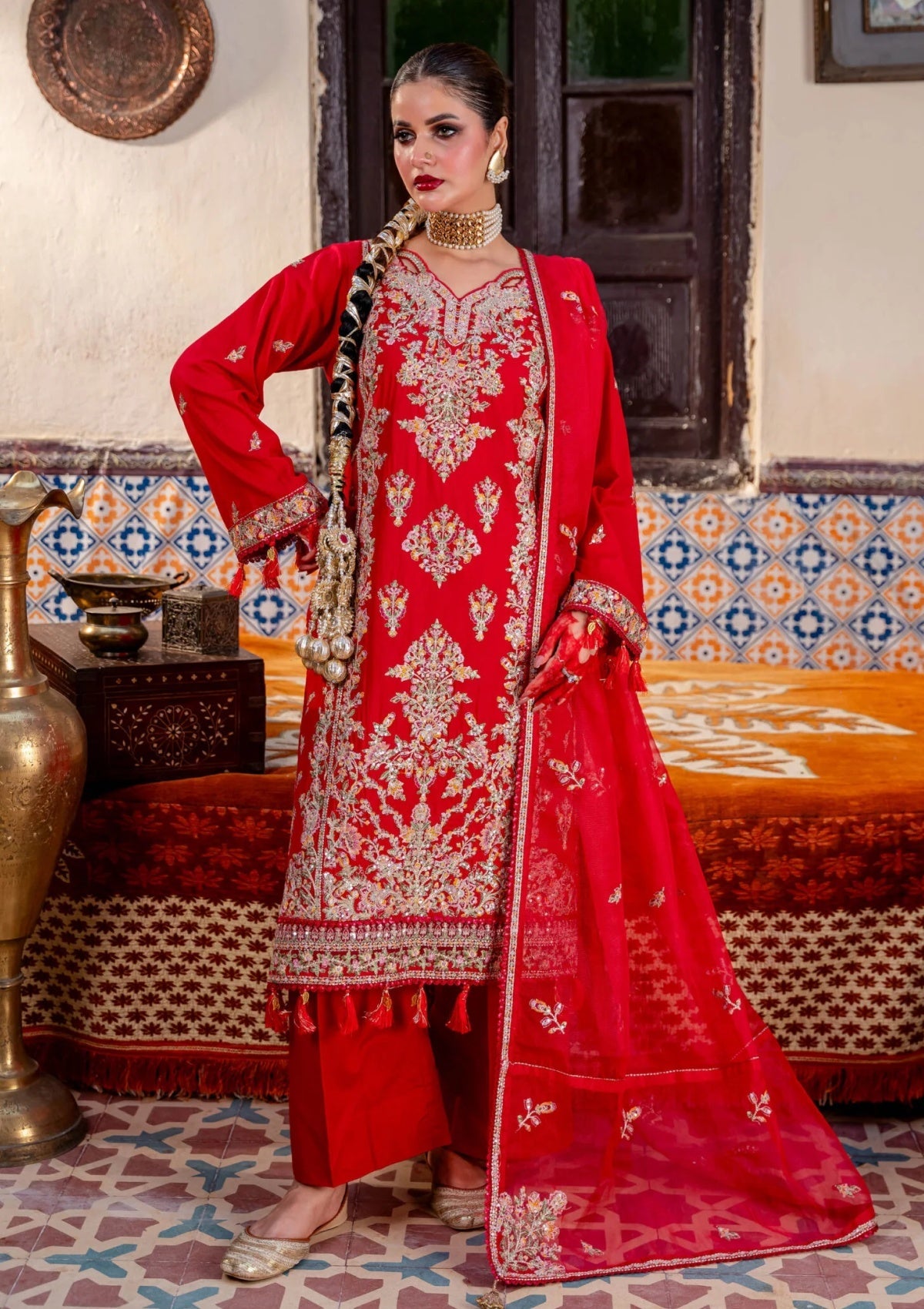Fatima Hussain (Leila) embroidered lawn 3pc with embroidered khadi net duppata