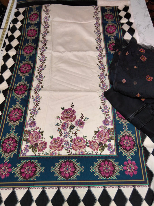 Sale Ethnic viscose printed 2 PC+breeze embroided pure chiffon dupatta