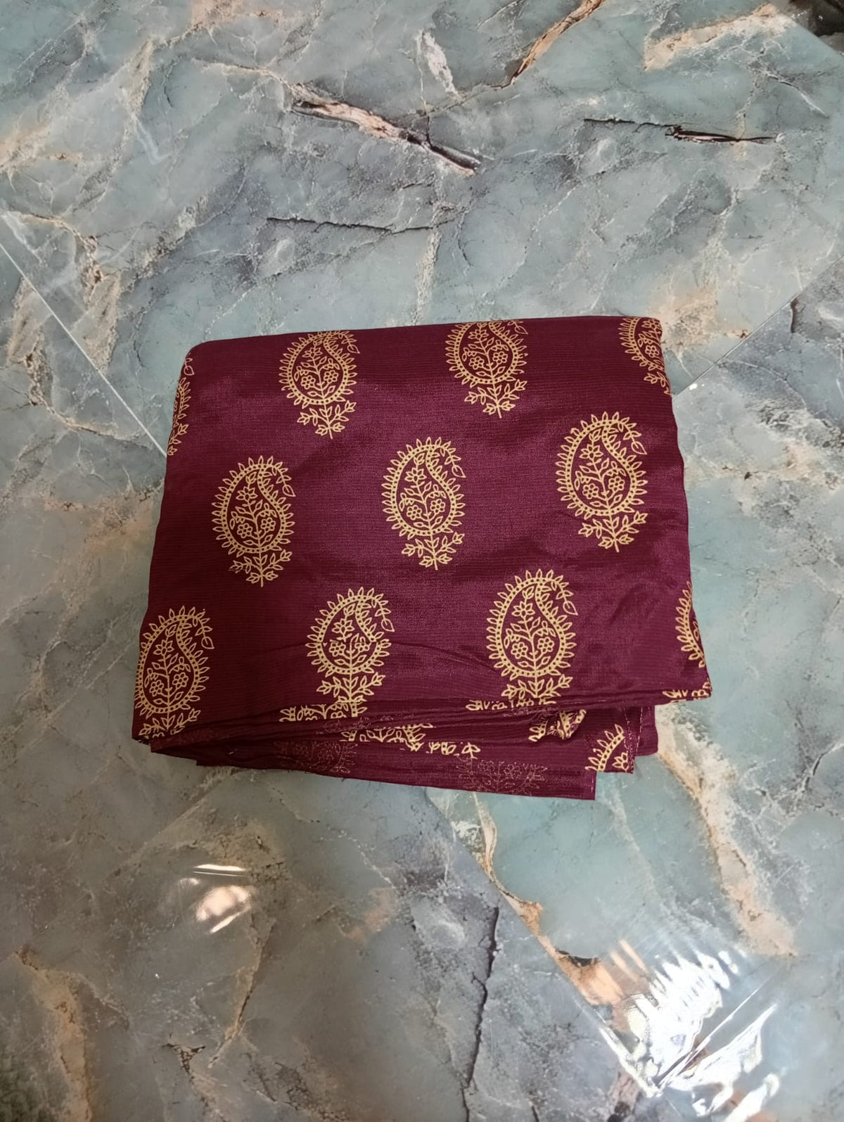 Block printed raw silk 2pc