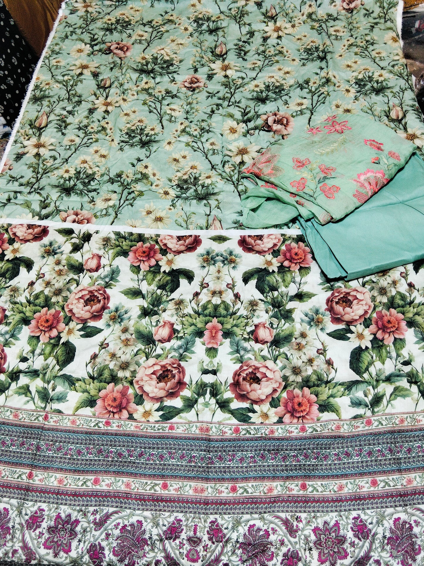 Sale Elaf printed lawn 2pc+Breeze embroided pure chiffon dupatta
