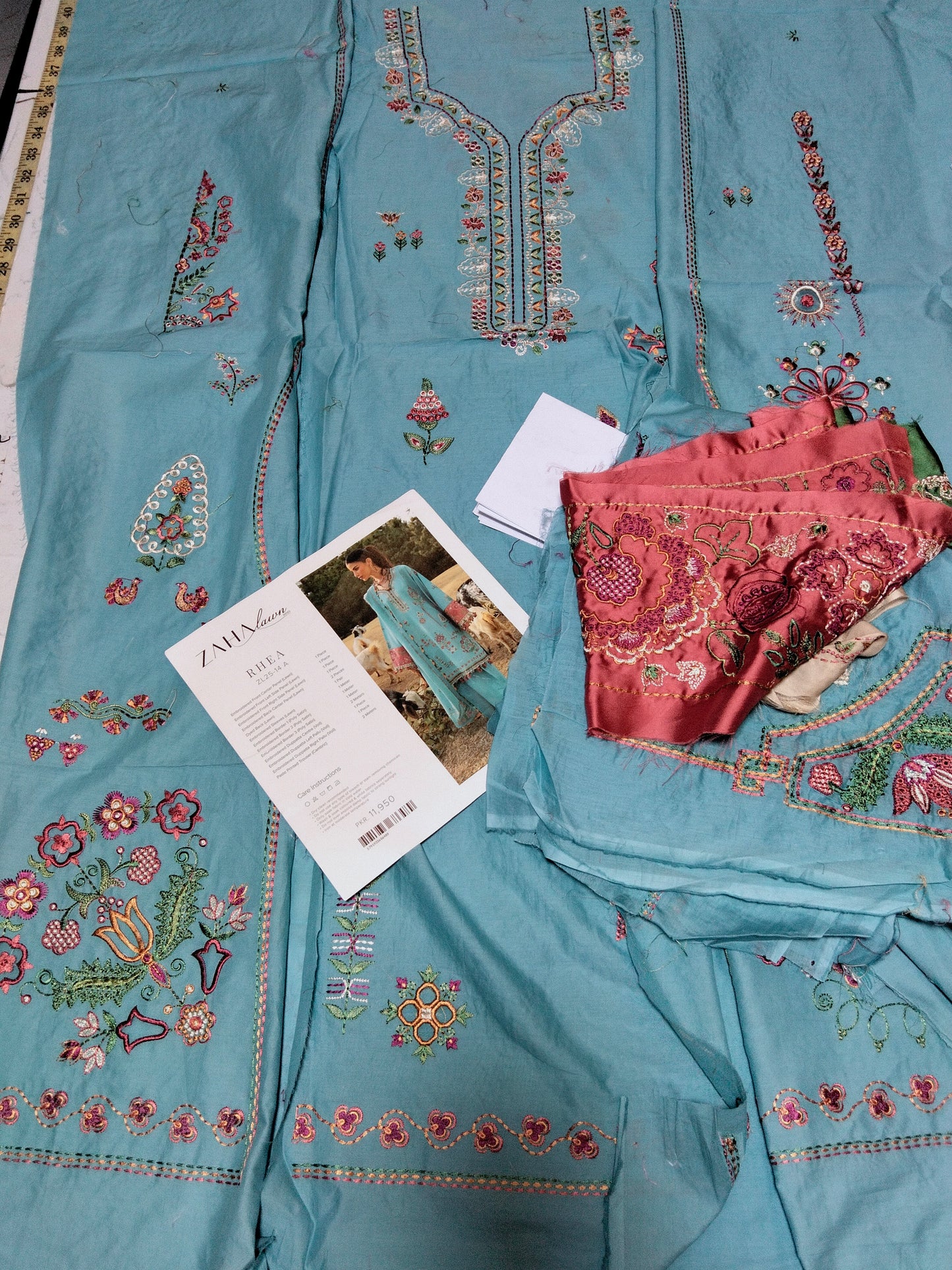 Sale zaha  luxury embroided lawn 3pc with embroided patches (RHEA)