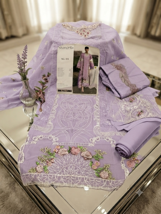 Parishay luxury embroidered lawn 3pc