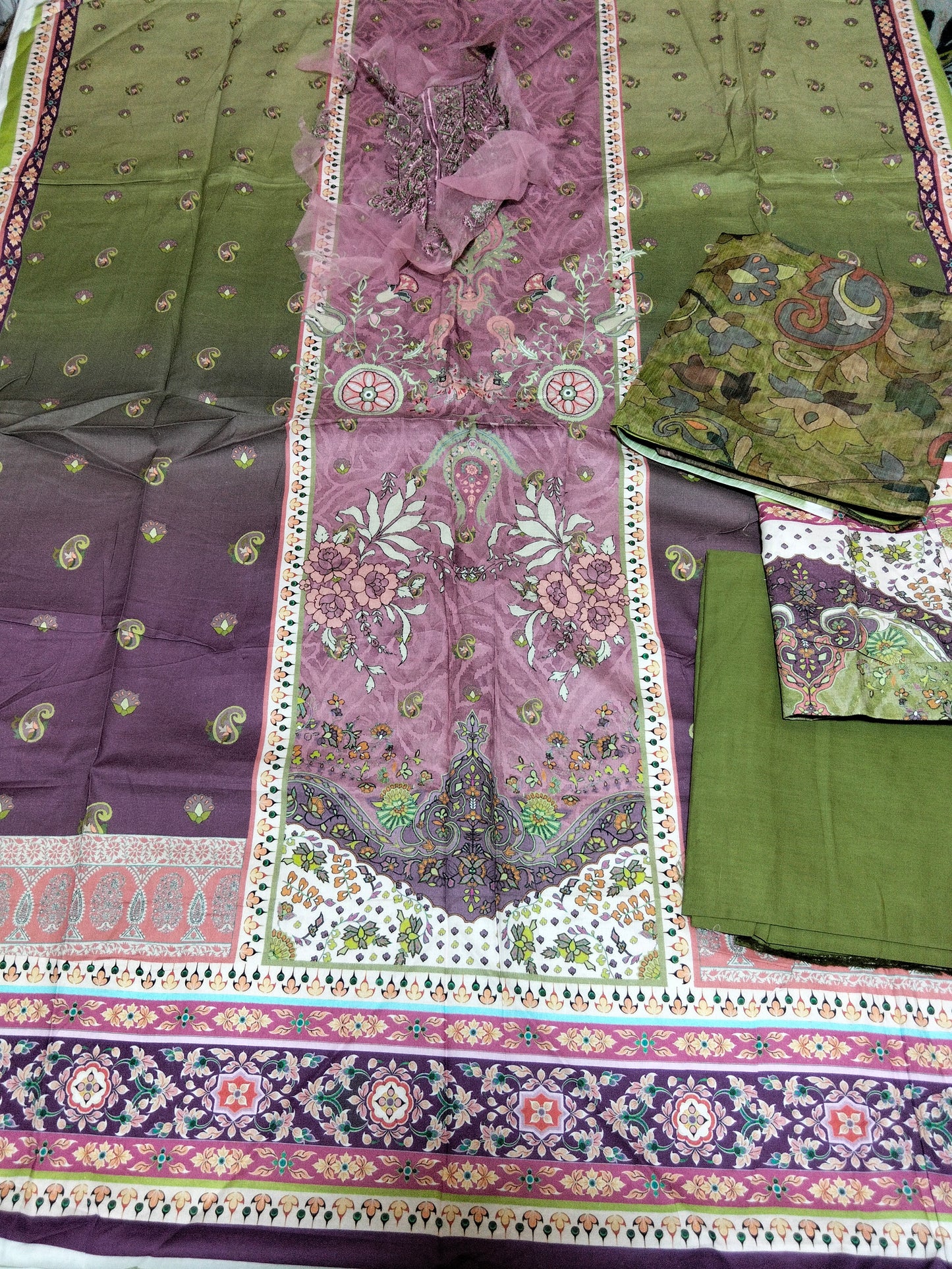 Sale printed linen 3pc with plain trouser