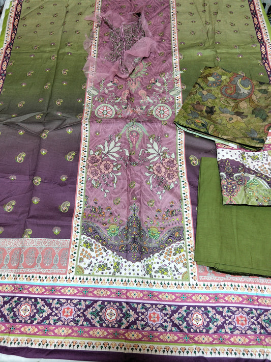 Sale printed linen 3pc with plain trouser