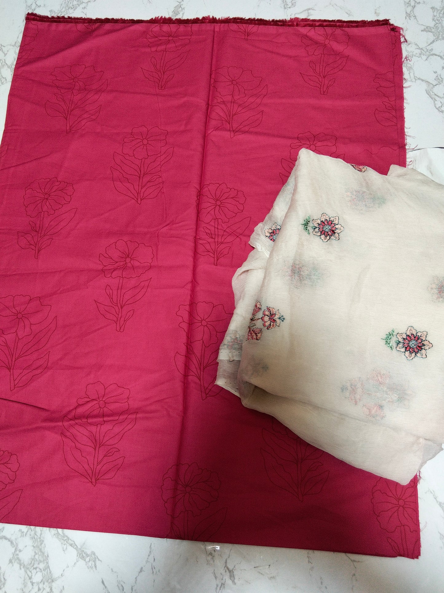 Sale printed lawn shirt+breeze embroided pure chiffon dupatta