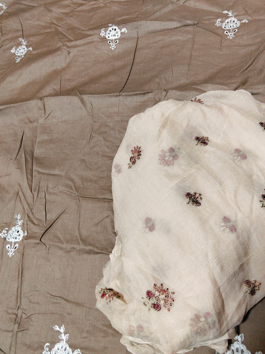 Sale embroided lawn 2pc+breeze embroided pure chiffon dupatta