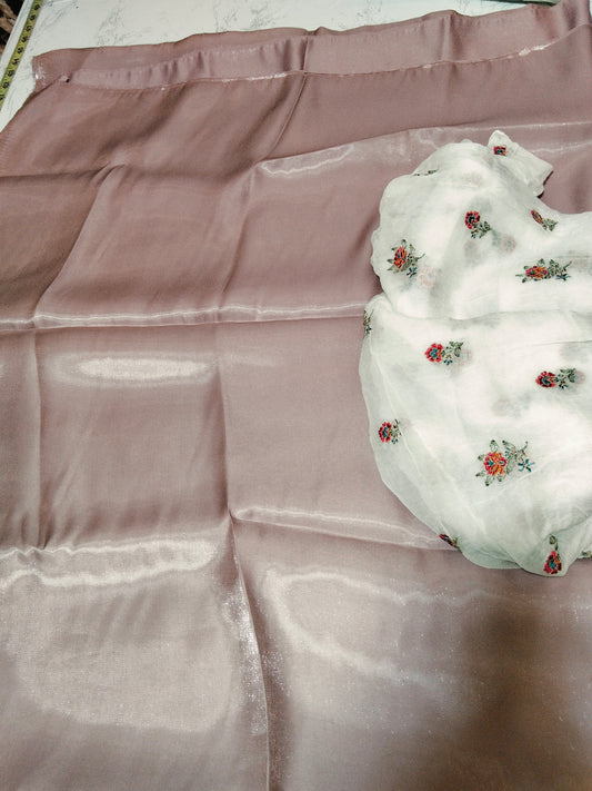 Sale plain shisha silk 2pc+breeze embroided pure chiffon dupatta