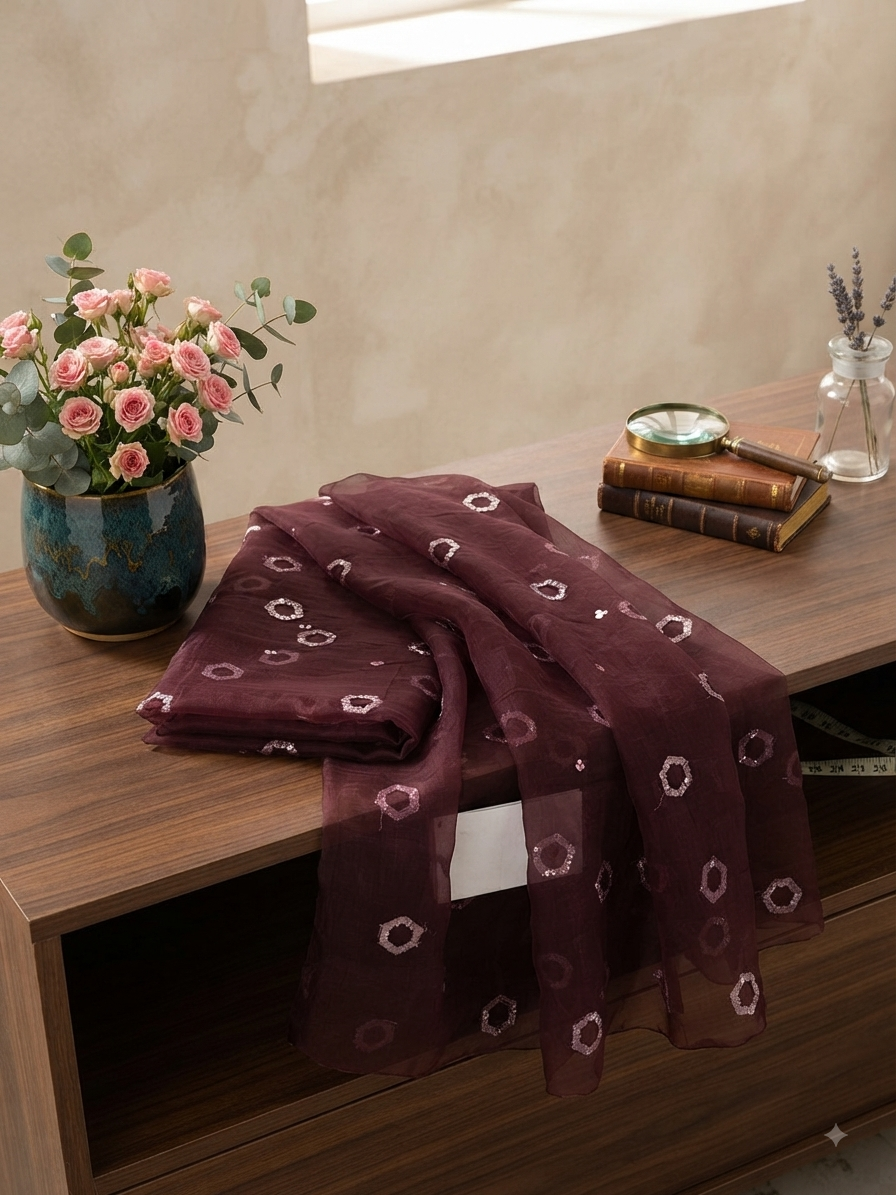 Sale embroided organza fabric dupatta