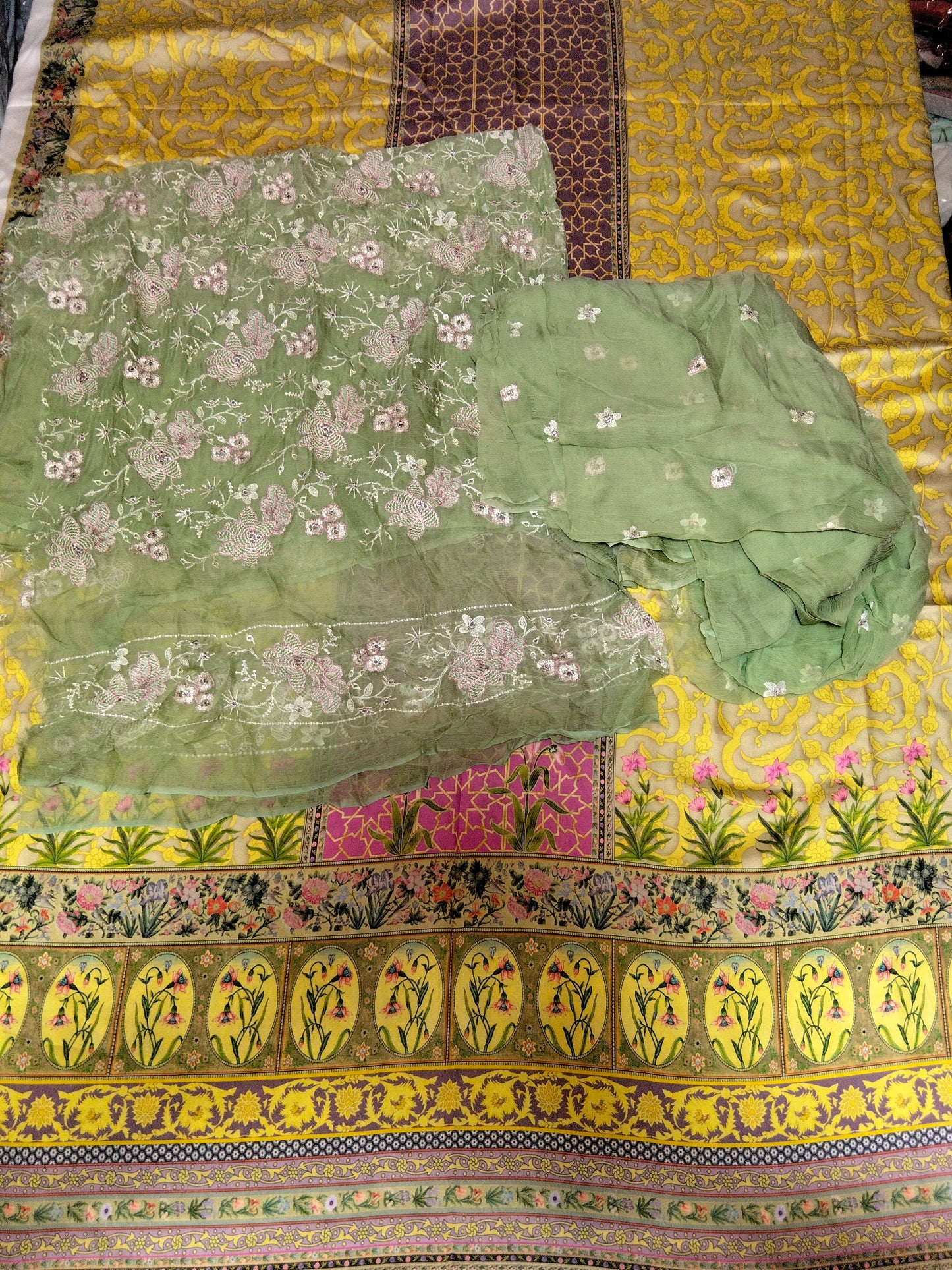 Sale Viscose silk Shirt+Breeze pure Chiffon embroidered 2 pc shirt and Duppata